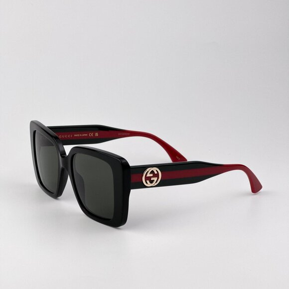 Gucci GG1861S Sunglasses – Black & Green Square Frame with Grey Lenses | Model 0 - Picture 6 of 12